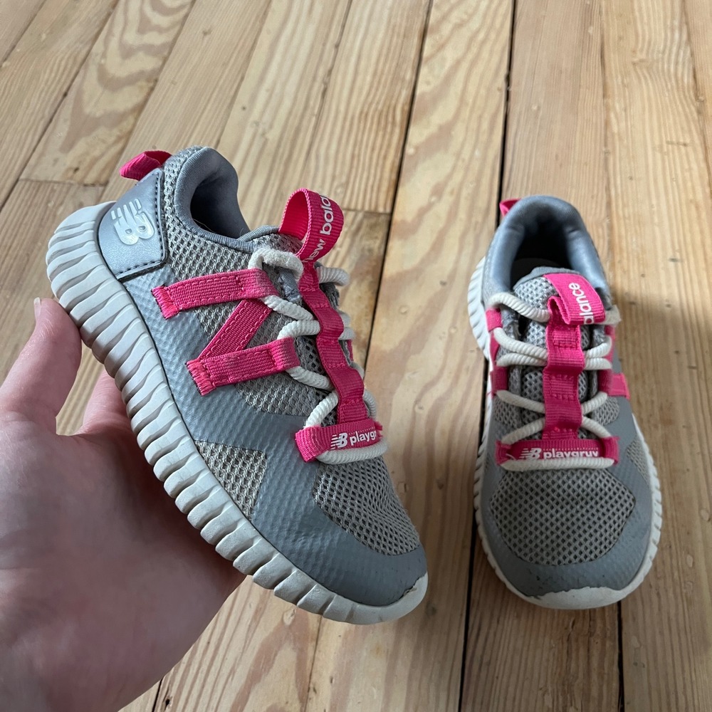 New Balance Playgruv Sneakers Toddler 10.5 Gray Pink PTPGRVAD Athletic Shoes